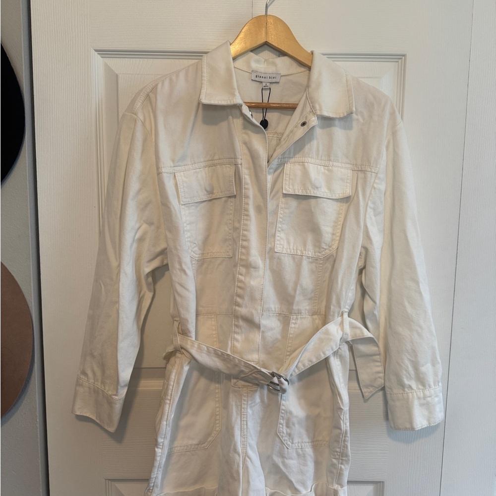 Gianni Bini White Jumpsuit with Belted Waist